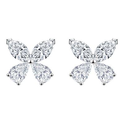 【培育】Cevol新奢钻石 蝶系列蝴蝶造型铂金钻石耳钉优雅璀璨闪耀
