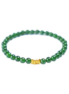 999足金和田玉碧玉碎碎金手链