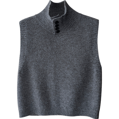 无袖翻立领坎肩背心毛衣针织马甲