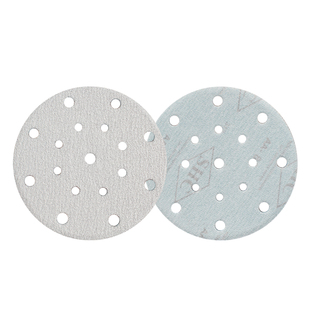 干磨砂纸6寸17孔打磨抛光圆盘自粘砂纸圆形150mm植绒砂纸背绒白砂