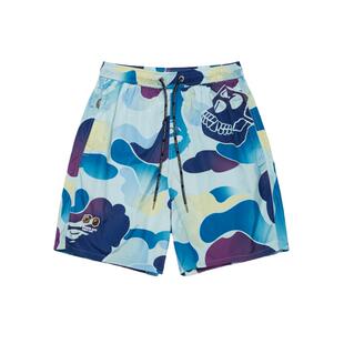 BAPE X BAYC联名男装24年秋冬迷彩图案休闲沙滩短裤153906N