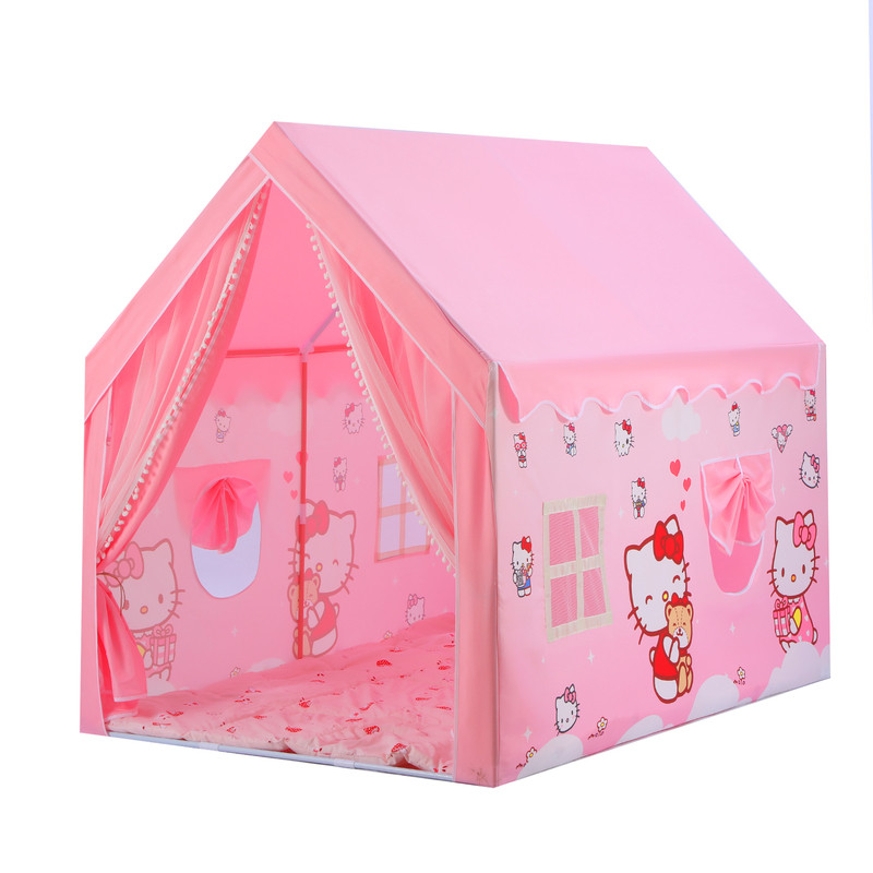 HelloKitty儿童帐篷室内游戏屋女孩粉色卡通小房子造型玩具城堡屋