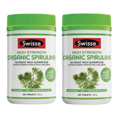 澳大利亚直邮Swisse斯维诗高浓度螺旋藻粉有机片重回活力200粒*2