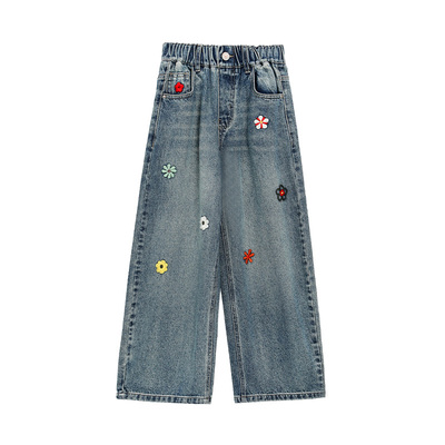 Livheartkids绣花女大童牛仔裤