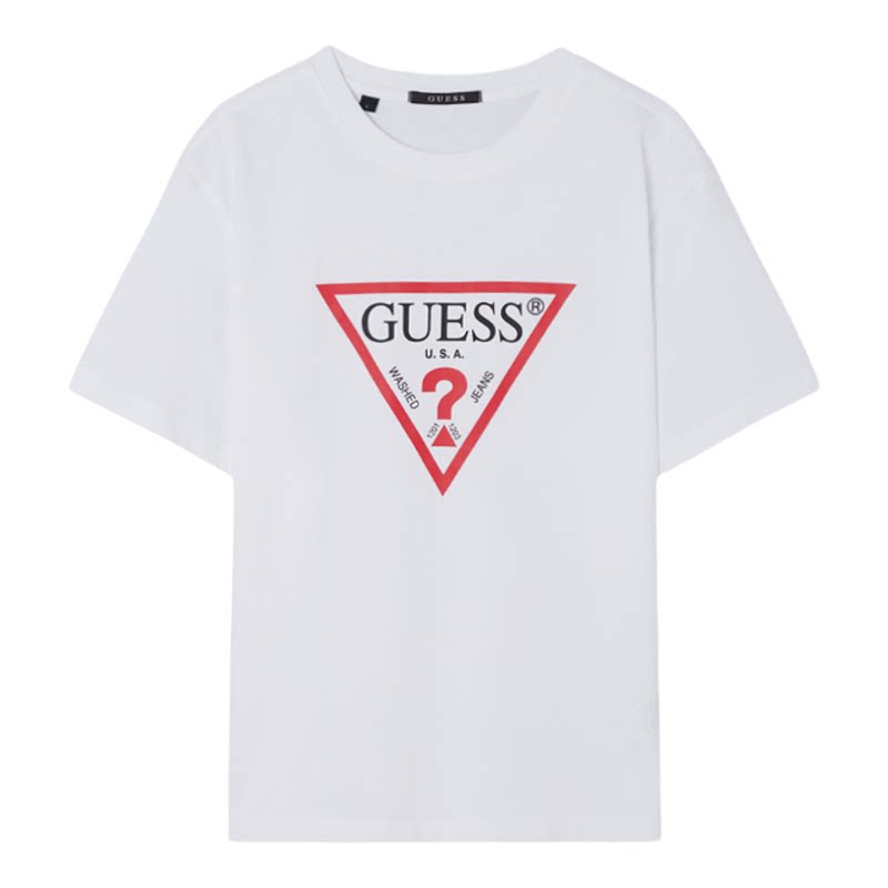 韩国代购GUESS男女共用棉质短袖T恤原创三角标志规整版型MQ2K9405