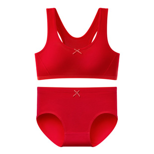 12岁女孩女童本命年内衣背心内裤套装红色纯棉学生文胸2025年马年