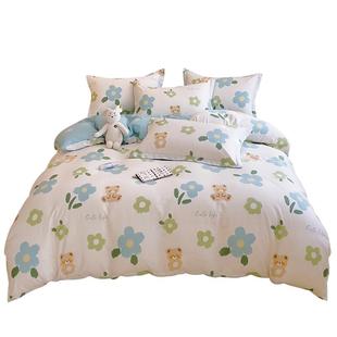 纯棉四件套100全棉被套床单春秋加厚学生宿舍床上用品单人三件套4