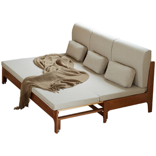 实木可折叠沙发床两用小户型抽拉伸缩沙发现代简约客厅双人床