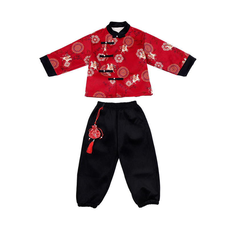 儿童汉服新中式喜庆拜年服