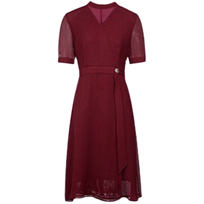 通勤淑女纯色百搭连衣裙