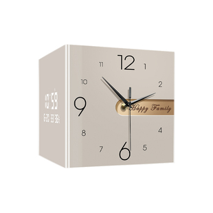 奶油风客厅转角时钟2026新款万年历数显双面挂钟拐角电子钟表挂墙