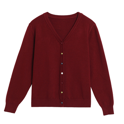 恒源祥100%纯羊毛女针织显瘦开衫