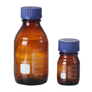 蜀牛蓝盖试剂瓶实验室化学玻璃丝口瓶高硼硅橙盖棕色100ml250毫升