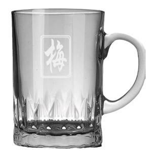 定制数字序号酒店专用泡茶杯茶楼麻将馆玻璃棋牌室绿茶杯水杯带把