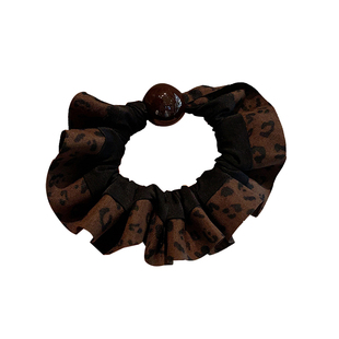 精致豹纹珍珠发圈高级感花边大肠发绳百搭头绳发饰马尾发绳高弹力