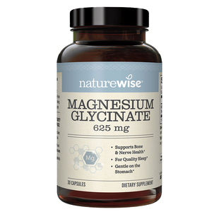甘氨酸镁naturewise镁元素补充剂女士补镁胶囊30粒钙镁锌安稳好眠