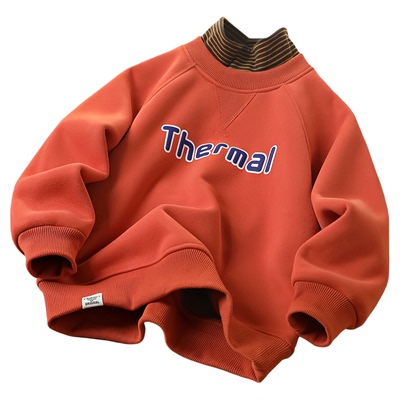 半高领男童加绒卫衣加厚保暖冬季