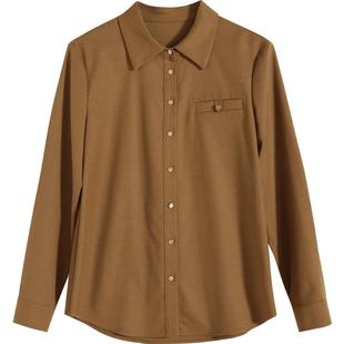 娅丽达高级通勤加厚磨毛衬衫女冬季新款上衣宽松长袖外套粉色衬衣