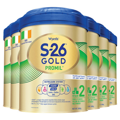 【6罐】惠氏S26金装2段牛奶粉850g