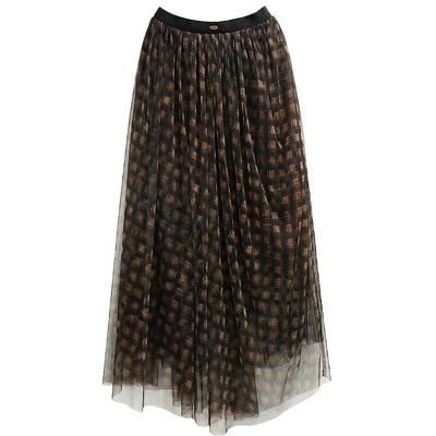 COCOBELLA双层网纱格纹半裙