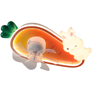 儿童房风扇灯全光谱护眼女孩卧室吸顶灯2024新款360度摇头电扇灯