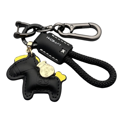 卡通马上有钱钥匙扣创意汽车钥匙链圈皮革手工编织绳书包挂件礼物