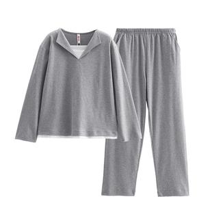 芬腾睡衣女春秋季纯棉长袖套装女款简约时尚休闲可外穿家居服秋天