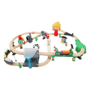 立体地铁站套装兼容宜家hape米兔brio木质制轨道电动火车儿童玩具