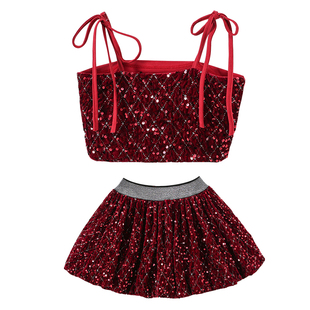 爵士舞潮服女童洋气吊带短裙舞台走秀服女团jazz韩舞街舞表演出服