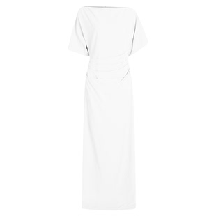 糯米子[缪斯女神]露肩连衣裙女夏季大码女装设计感收腰白色长裙子