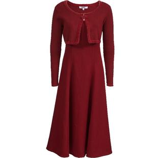 ONLY2025冬季新款小香风气质套装针织U领A字长款两件套连衣裙女