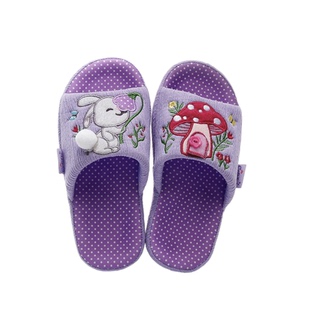 家丽芙儿童拖鞋中大童女童兔子蘑菇刺绣春秋布艺防滑室内2026新品