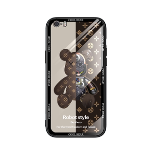 适用于苹果se手机壳玻璃iPhone5s保护硅胶套苹果5新款外壳i5全包边果五防摔机械熊ip5软壳5es男个性ise女创意