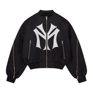 Mowalola美式休闲贴布拉链棉服Bomber飞行夹克棒球外套金主训同款