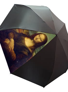maxmango手工晴雨伞世界名画油画太阳伞黑胶折叠遮阳伞防紫外线伞