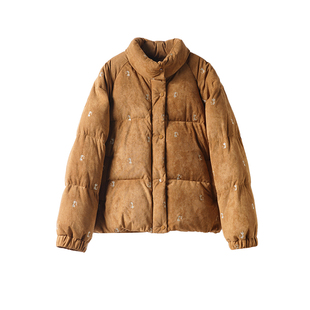 大嘎daga刺绣小猫灯芯绒冬装厚外套韩系2026超好看年轻款羽绒服女