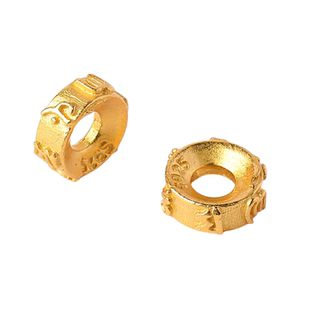 S925足银古法银镀24k金回纹隔片diy文玩手串手链垫片散珠配件配珠