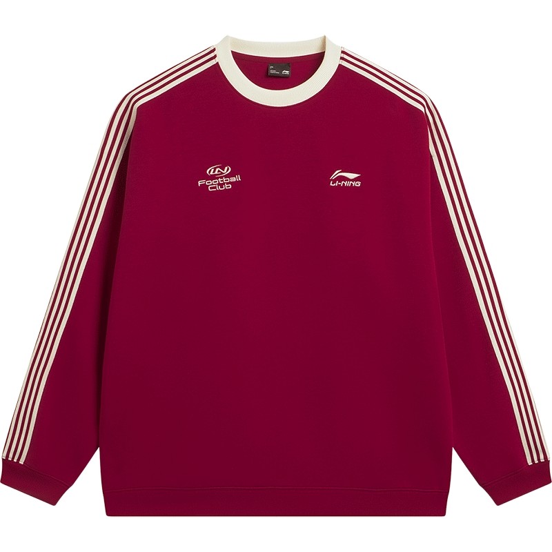 创宙 李宁球迷风卫衣女春季2026新款薄款长袖情侣圆领上衣男针织运动服