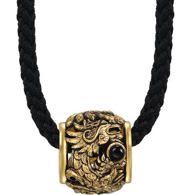 周生生黄金NOIR酷黑系列黑玉髓盘龙珠颈饰94283Z计价