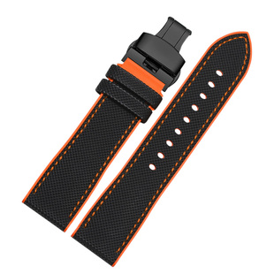 适配浪琴康卡斯手表带硅胶男先行者名匠大师柔软橡胶带20 21 22mm