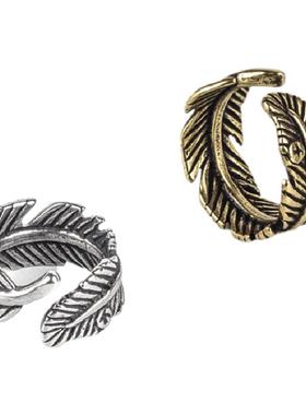 印第安风高乔羽毛戒指飞鹰钛钢