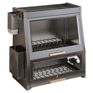 厨房碗碟收纳架家用多功能台面放盘筷收纳置物架带盖防尘沥水碗柜