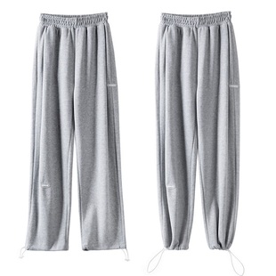 韩国粉色阔腿裤女秋冬加绒2025新款糯米裤高腰垂感显瘦休闲直筒裤