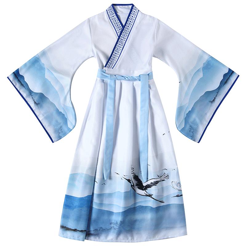 儿童古装汉服国学服男童女童书童中国风服装小学生三字经演出服女