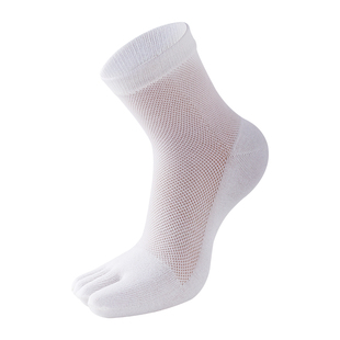恒源祥五指袜男士中筒棉袜子纯棉防臭春夏季薄款网眼抑菌分趾短袜