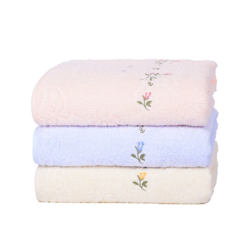 金号正品纯棉成人加大加厚 绣花玫瑰花柔软吸水 夏季大浴巾包邮