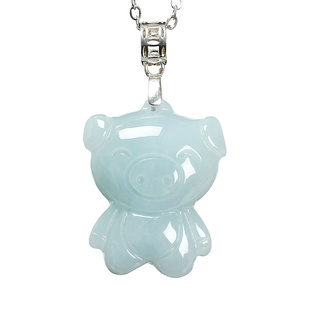 翡翠玉石生肖儿童吊坠小鼠牛虎兔龙蛇马羊猴鸡狗猪玉坠项链迷你