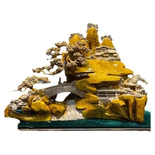 金丝楠木乌木阴沉木山里人家木雕根雕山水摆件家居玄关客厅装饰艺