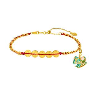 周大生银饰手链马上有钱五帝钱红绳手链送女友老婆妈妈节日礼物