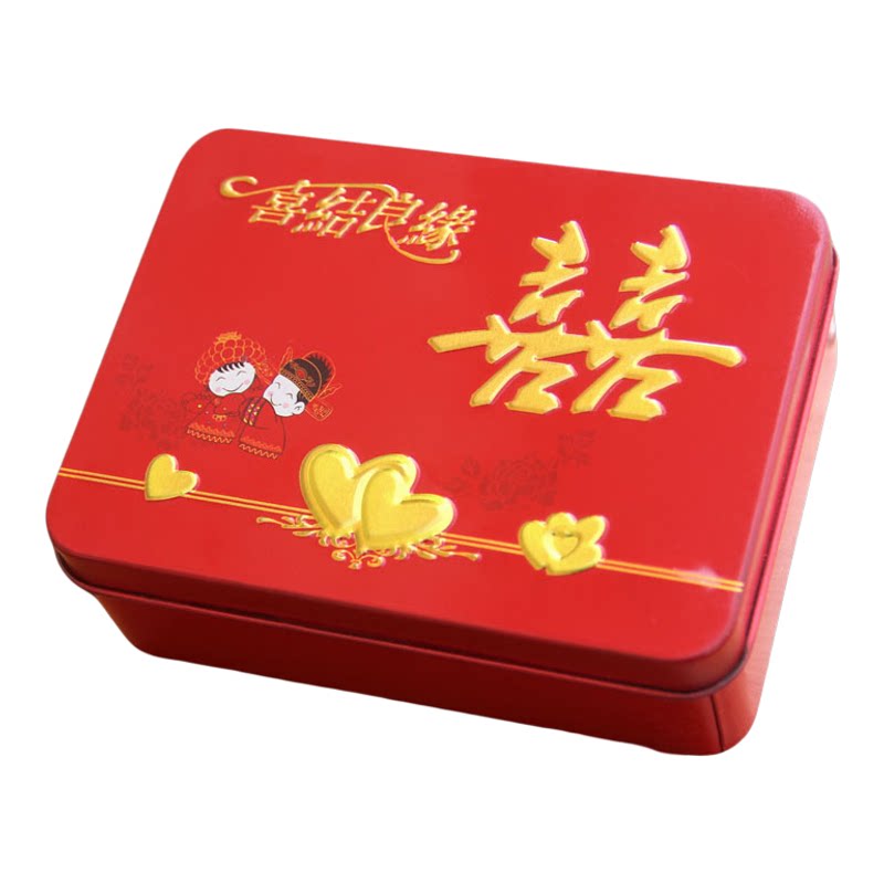 新款婚庆用品喜糖盒子结婚礼品盒糖果盒马口铁盒子长方形包装礼盒